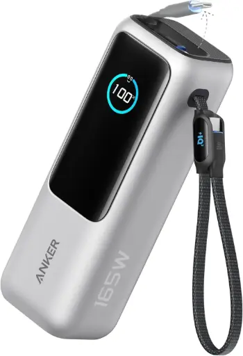 [A1695] Anker Zolo Batterie Externe pour Ordinateurs Portables, Chargeur 25000mAh 3 Ports USB-C 100W pour Plusieurs appareils, câble intégré
