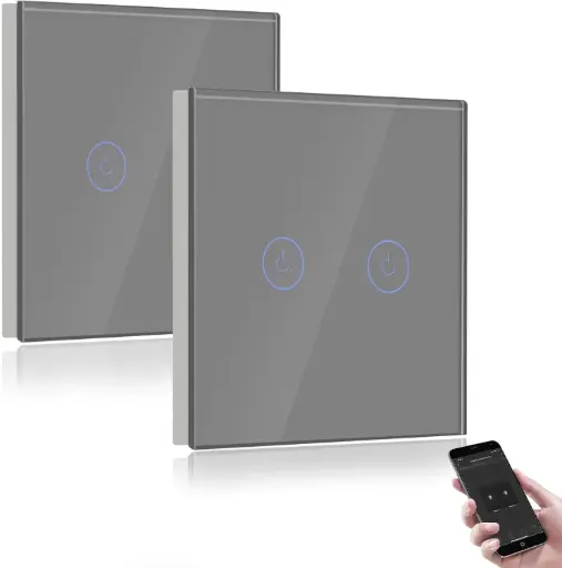 BSEED Interrupteur Connecté sans Fil avec Écran Tactile, 2 Voie