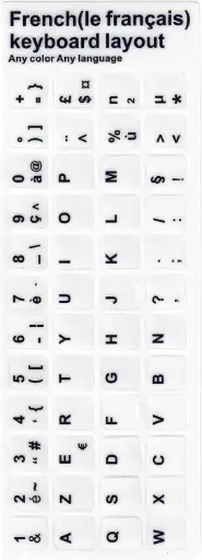 Autocollant de Remplacement français pour Clavier de Couleur Blanche