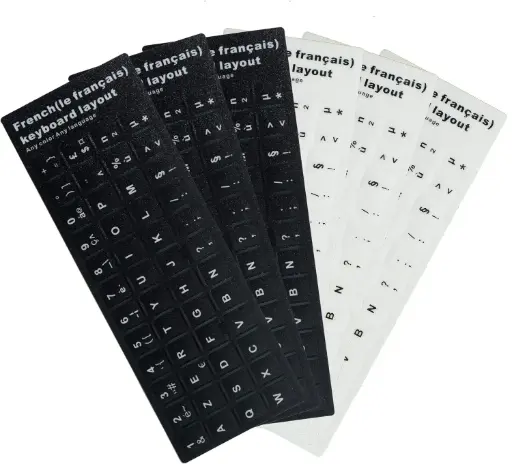 Autocollants AZERTY français pour clavier, lot de 6 (3 noirs et 3 blancs)