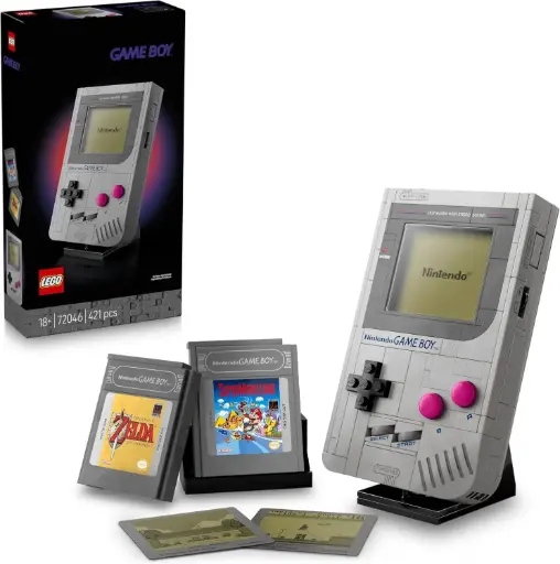 LEGO 72046 Super Mario Game Boy - Set de Construction pour Adulte - Maquette de Nintendo à Exposer avec 2 Cartouches Dont Zelda - Support Inclus