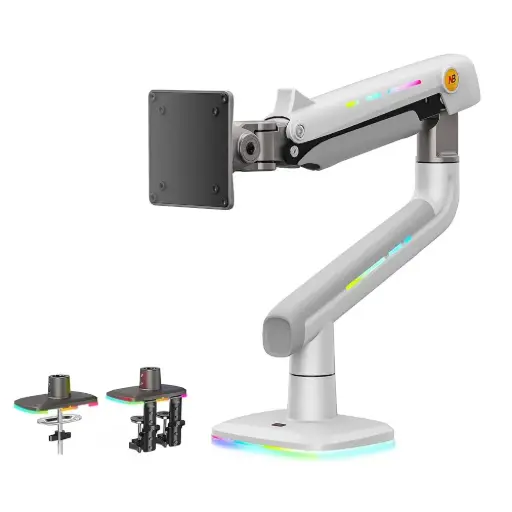 NB Ergonomic, bras RGB pour moniteur incurvé de 32 à 60 pouces, 20 kg (Blanc)