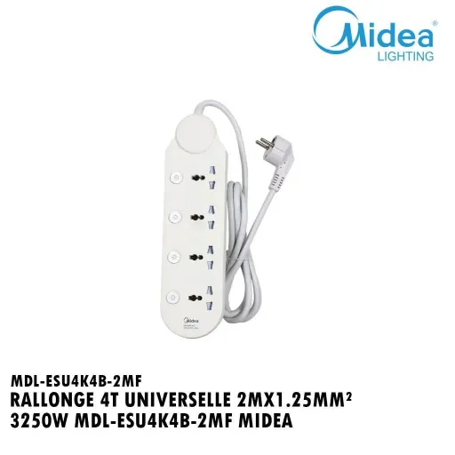 Multiprise Universelles Avec Interrupteur Individuel - 4 Prises - Cordon 2m - Blanc