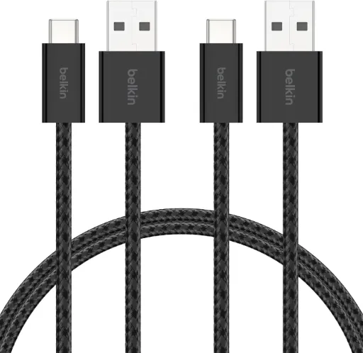 Belkin BoostCharge Pack de 2 câbles USB-A vers USB-C 15 W (1,5 m, Noir)