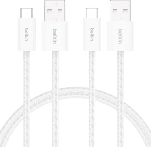 Belkin BoostCharge Pack de 2 câbles USB-A vers USB-C 15 W (1,5 m, Blanc)
