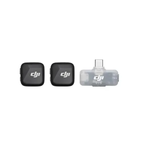 DJI Mic Mini (2 TX + 1 RX Mobile), Microphone sans Fil pour iPhone/Android, prêt à l’Emploi, Compact et léger, appairage Entre modèles, Audio de Haute qualité, Transmission Stable, réduction du Bruit