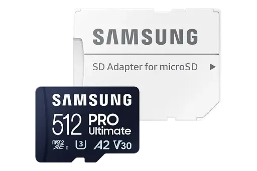 Samsung Carte Mémoire MicroSDXC, PRO Ultimate , 512 Go, vitesse de lecture jusqu'à 200 Mo/s, avec adaptateur SD