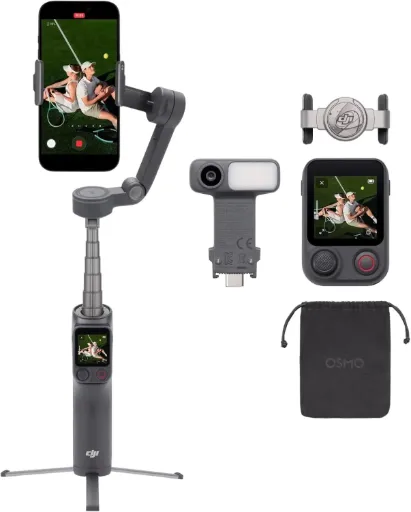 DJI Osmo Mobile 8P (Advanced Tracking Combo), nacelle stabilisatrice pour iPhone et Android,  trépied intégrés, Batterie 10 h, stabilisation sur 3 Axe