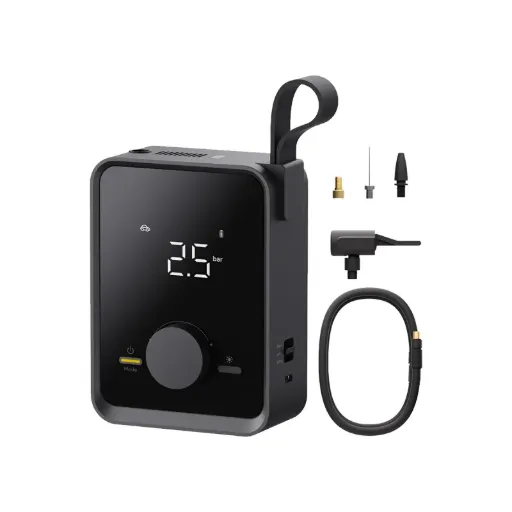 HOTO Compresseur à Air Portatif, 120PSI Portable avec Lumière LED, 12V DC, Batterie de 7500mAH