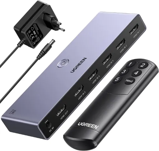 UGREEN, switch HDMI 5 entrées vers 1 sortie, 8K 60 Hz avec télécommande