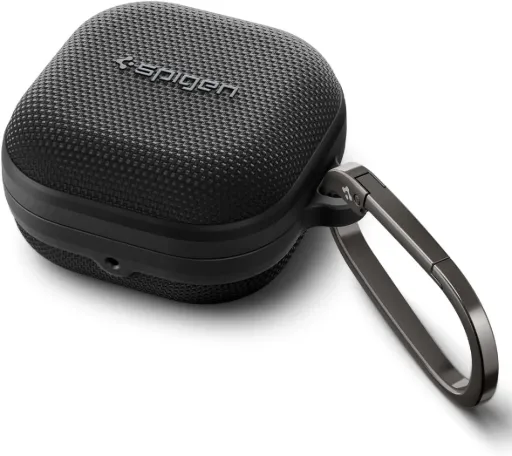 Spigen Classic Fit Coque pour Galaxy Buds 4 Pro/4 (2026) | Étui en PC avec revêtement en nylon, charnière renforcée et mousqueton - Noir mat
