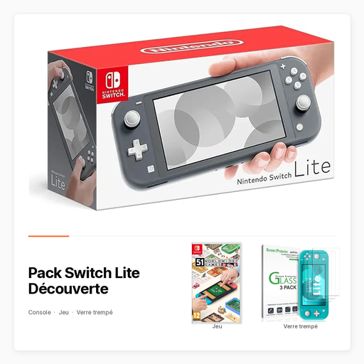 Pack Switch Lite Découverte avec Console, jeu familial et verre
