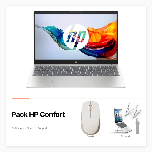 Pack HP Confort avec HP 15, souris Bluetooth et support pliable