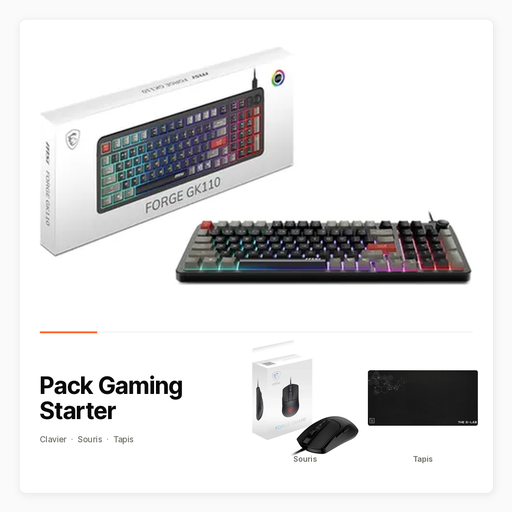 Pack Gaming Starter avec Clavier MSI, souris et tapis XXL