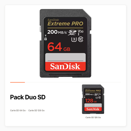 Pack Duo SD avec Cartes Extreme Pro 64 Go et 128 Go