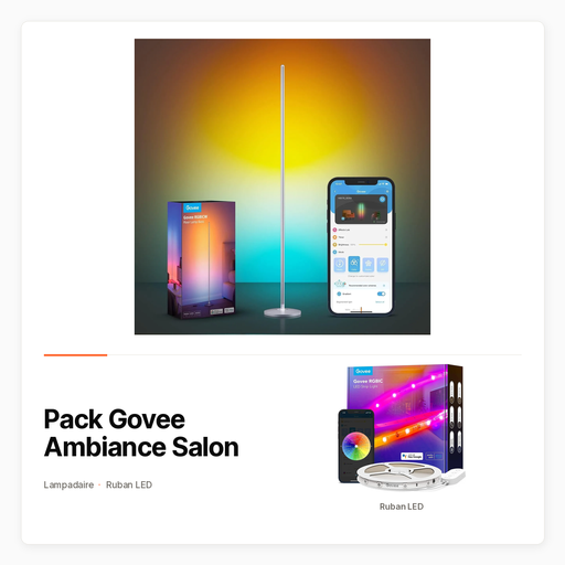 Pack Govee Ambiance Salon — Lampadaire et ruban LED 5 m