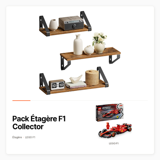 Pack Étagère F1 Collector avec Étagère murale et LEGO F1 au choix
