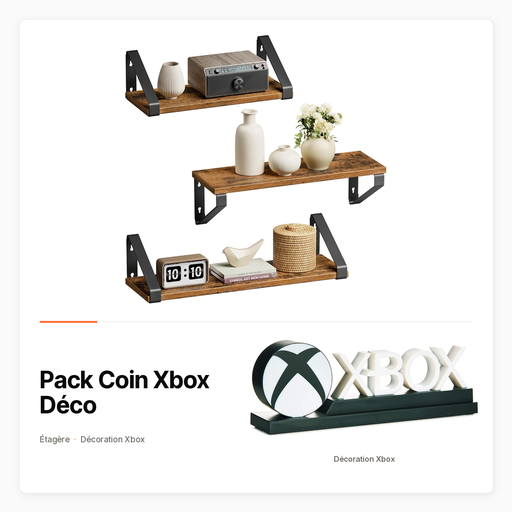 Pack Coin Xbox Déco avec Étagère murale et décoration Xbox au choix