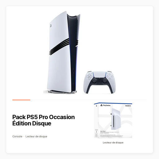 Pack PS5 Pro Occasion Édition Disque — Console 2 To et lecteur