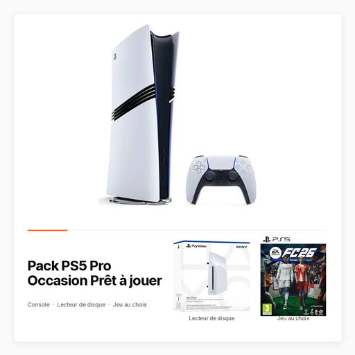 Pack PS5 Pro Occasion Prêt à jouer — Console 2 To, lecteur et jeu au choix