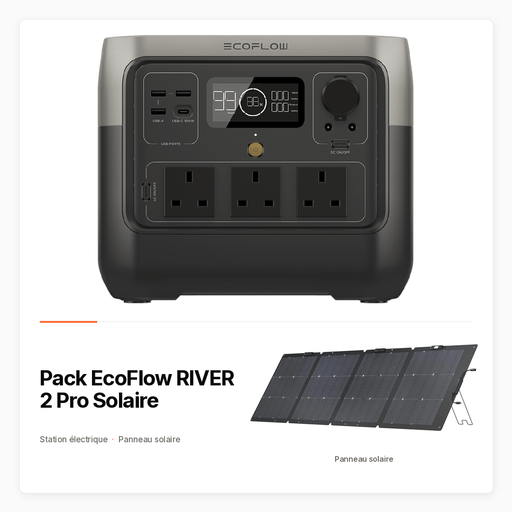 Pack EcoFlow RIVER 2 Pro Solaire — Station UK 768 Wh et panneau bifacial 220 W