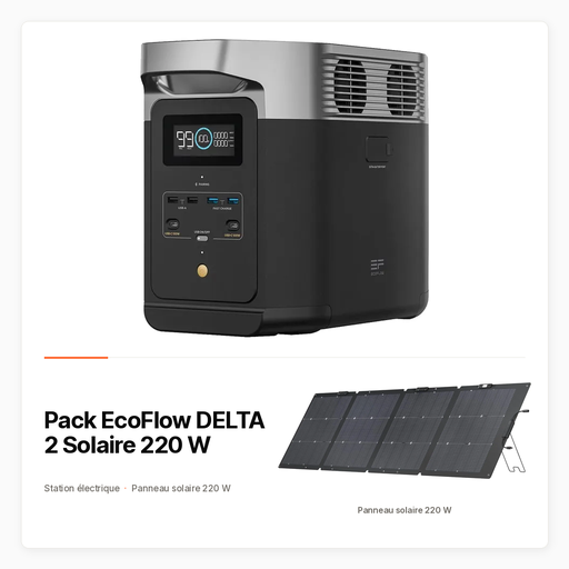 Pack EcoFlow DELTA 2 Solaire 220 W — Station 1 024 Wh et panneau bifacial