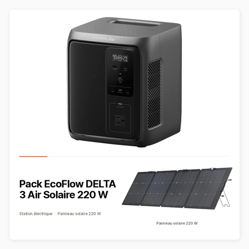 Pack EcoFlow DELTA 3 Air Solaire 220 W — Station 960 Wh et panneau bifacial