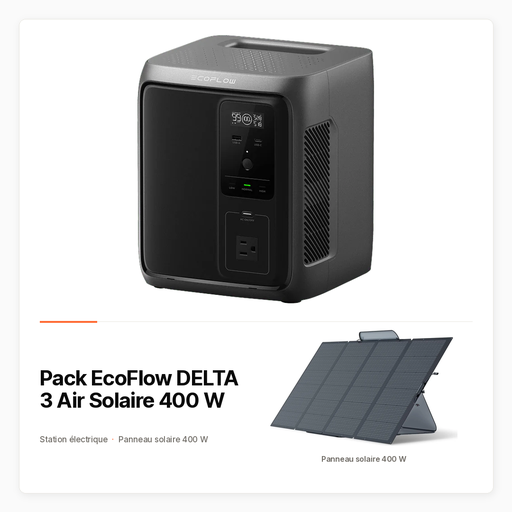 Pack EcoFlow DELTA 3 Air Solaire 400 W — Station 960 Wh et panneau portable