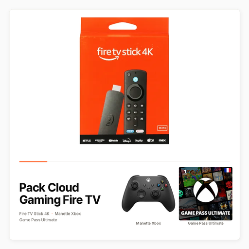 Pack Cloud Gaming Fire TV avec Fire TV Stick 4K, manette Xbox et Game Pass Ultimate