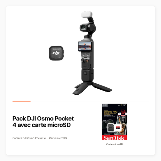 Pack DJI Osmo Pocket 4 avec carte microSD