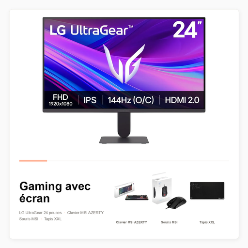 Pack Gaming avec écran LG 24 pouces