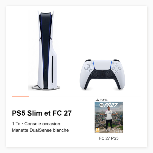 Pack PS5 Slim 1 To avec DualSense blanche et FC 27 (console occasion)