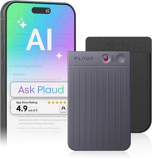 Plaud Note AI Enregistreur vocal Transcription et résumé, Noir