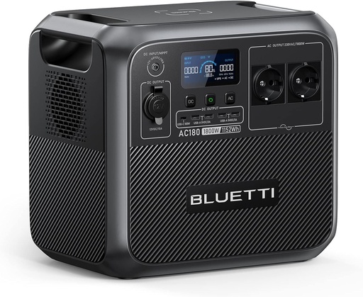 [AC180] BLUETTI Générateur Électrique Portable ,1152Wh Batterie LiFePO4 avec 2 Sorties CA 1800W (2700W Pic) 9 ports