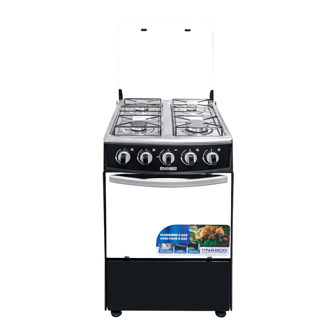 Gazinière noire Nasco GCNAS-5050B quatre feux
